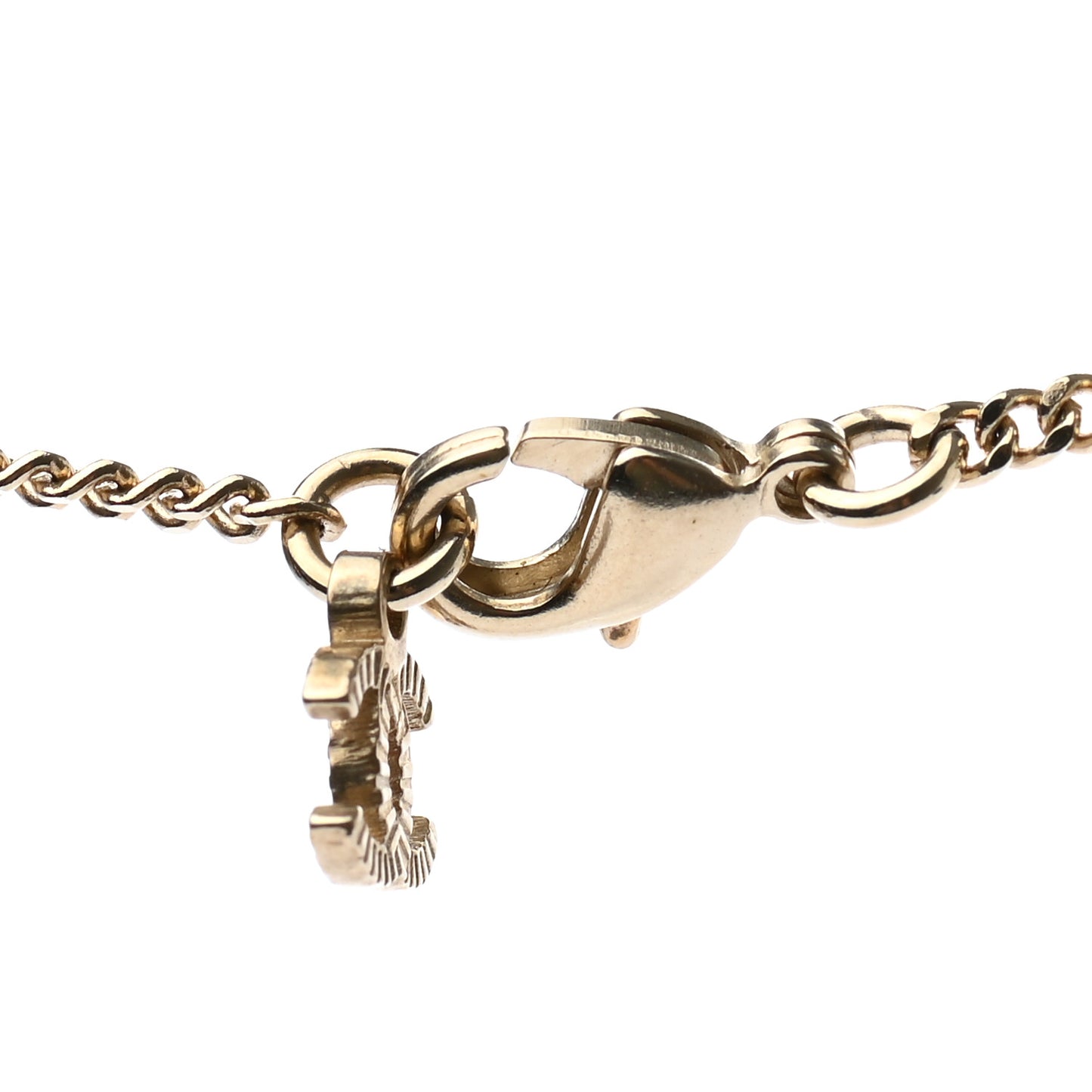 Metal Crystal CC Necklace Pink Gold