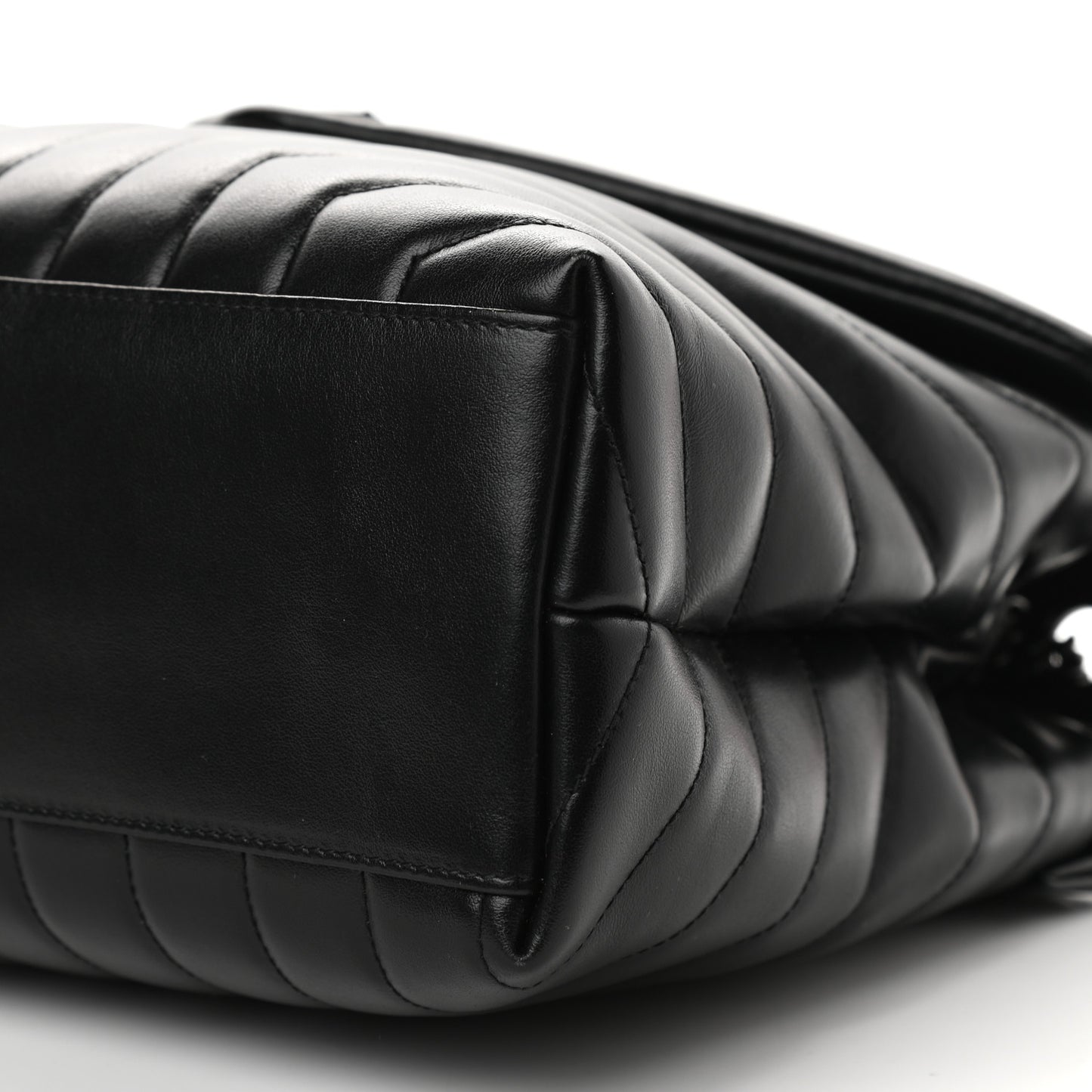 Calfskin Y Quilted Monogram Medium Loulou Chain Satchel Black