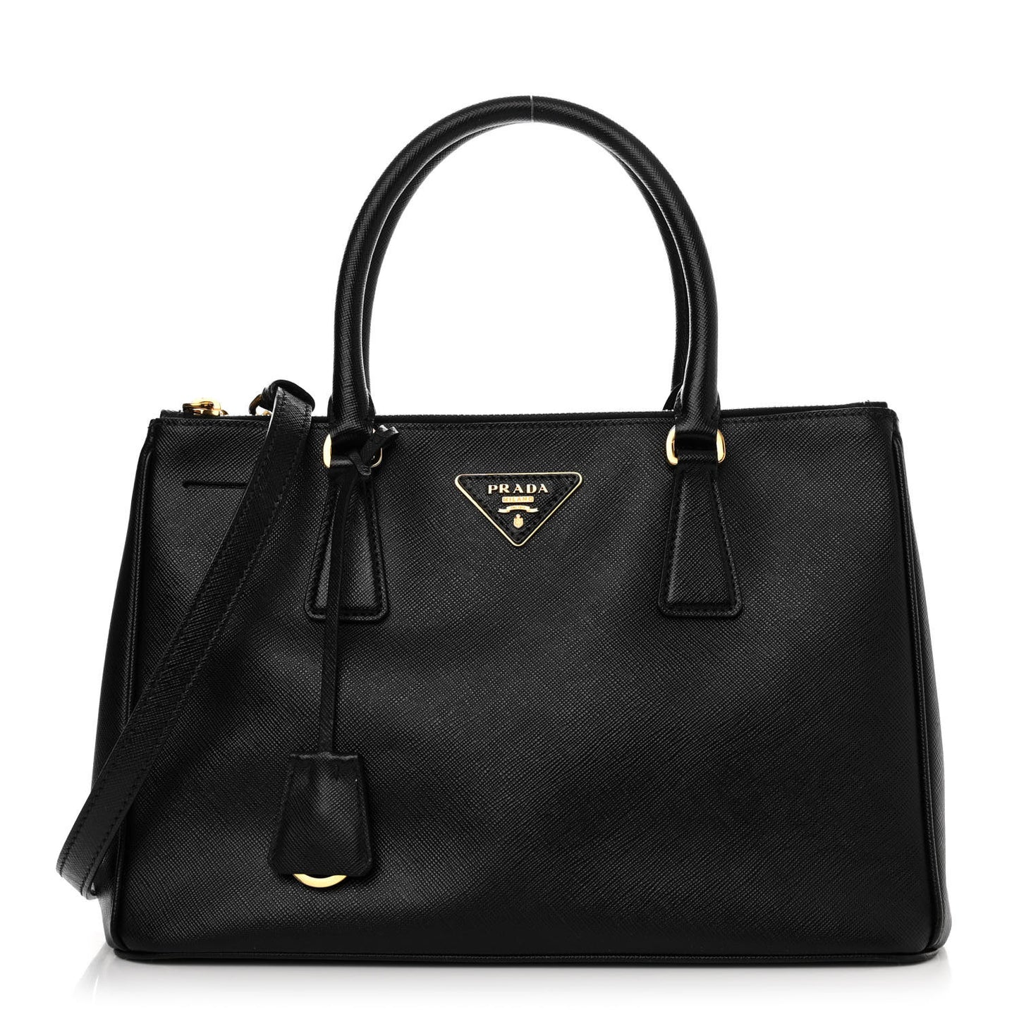 Saffiano Medium Galleria Double Zip Tote Black