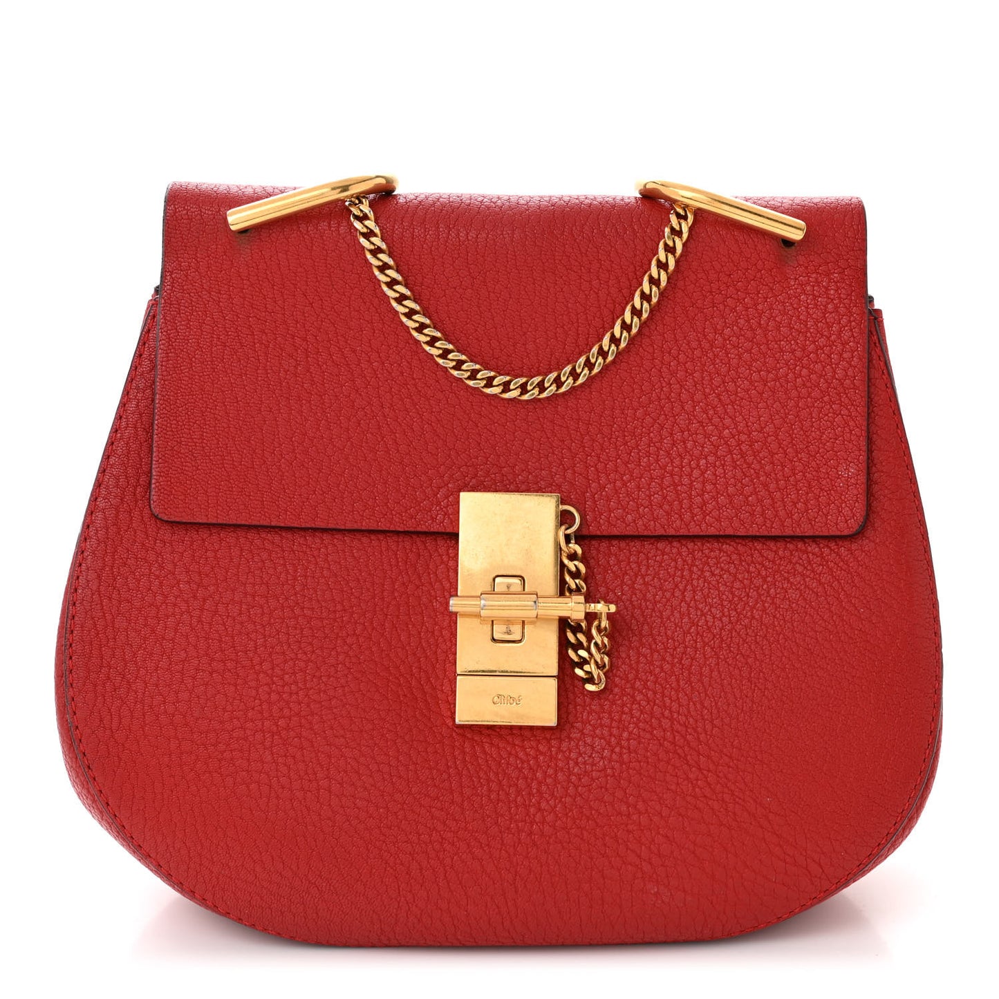 Grained Lambskin Drew Shoulder Bag Plaid Red