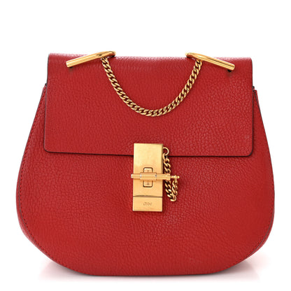 Chloe Grained Lambskin Drew Shoulder Bag Plaid Red 1 of 14