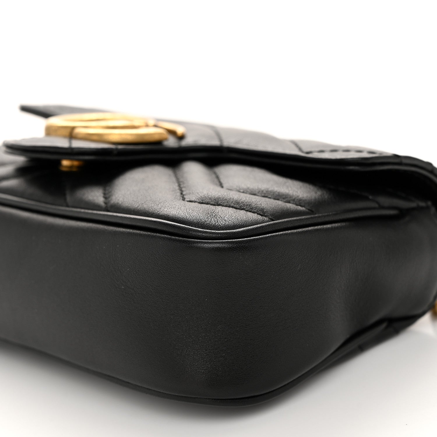 Gucci Calfskin Matelasse Super Mini GG Marmont Shoulder Bag Black 10 of 10