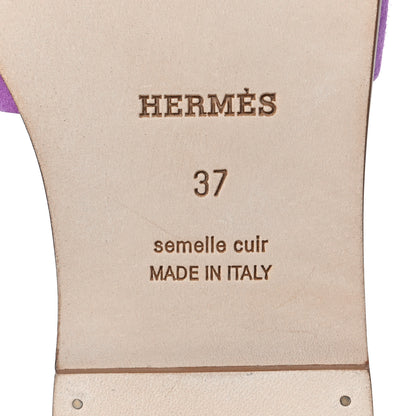 Hermes Suede Goatskin Oran Sandals 37 Violet Parme 6 of 9