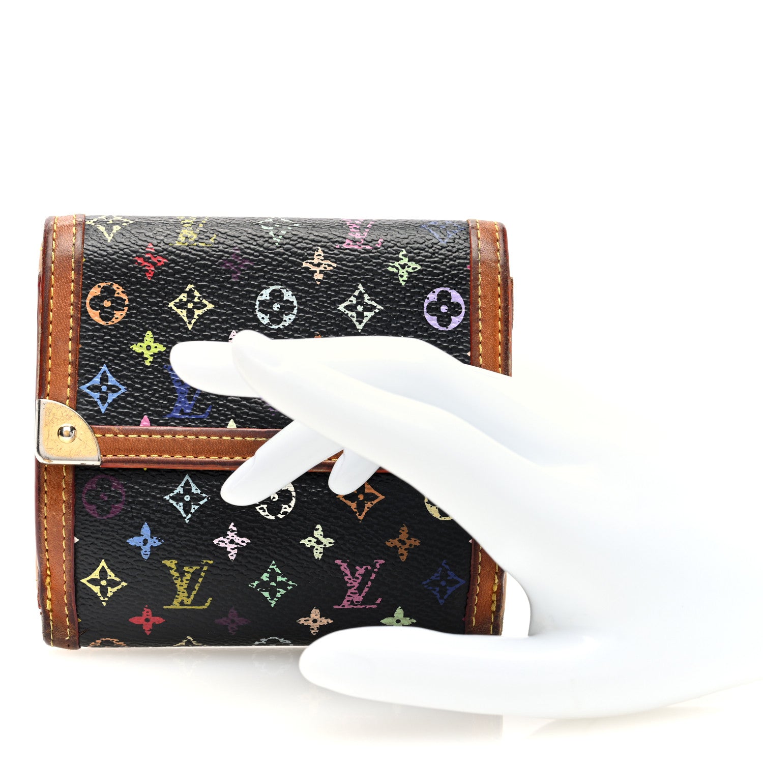 Louis Vuitton Monogram Multicolor Porte-Monnaie Billets Wallet Black 2 of 10