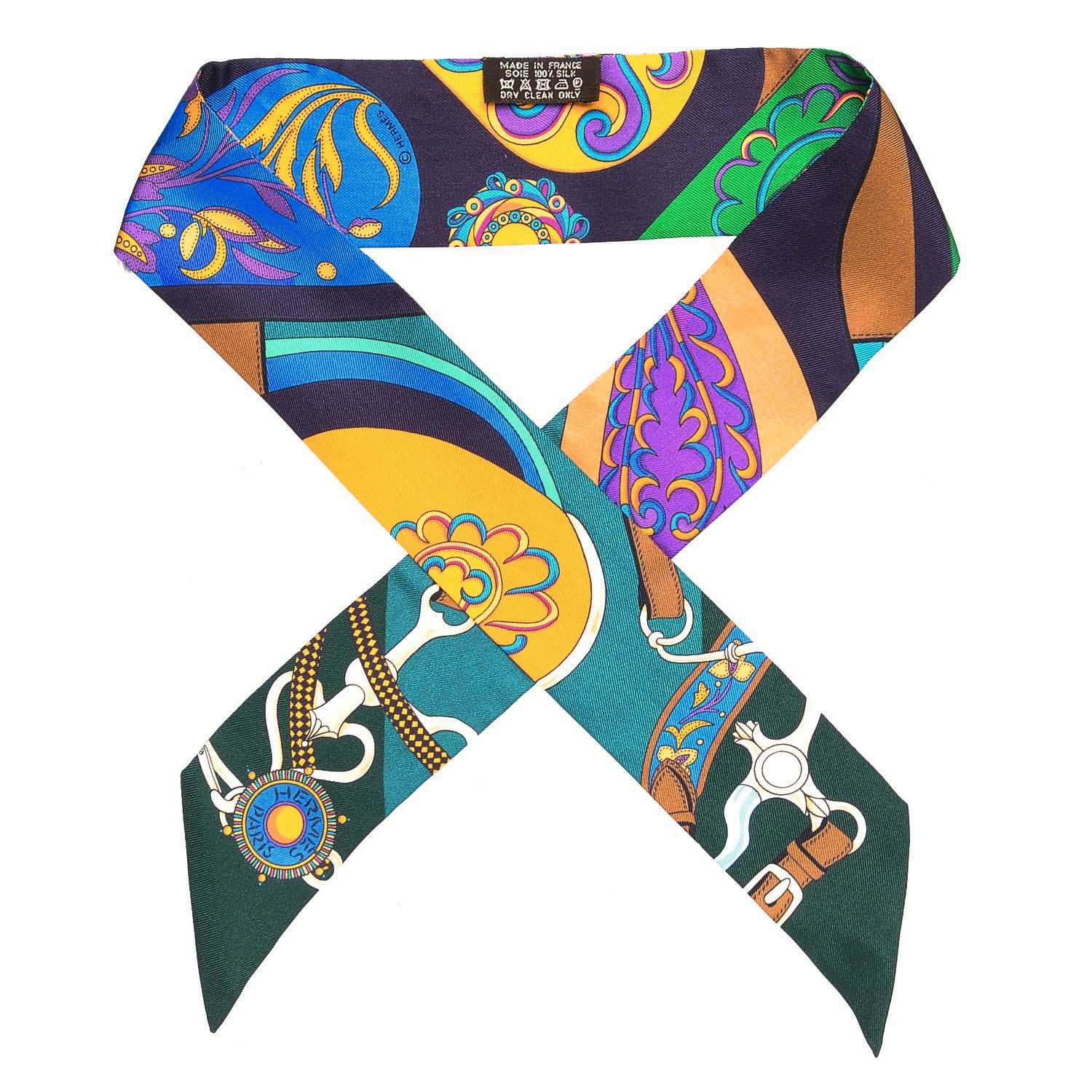 Hermes Silk Festival des Amazones Twilly Vert Bleu Soleil 1 of 5