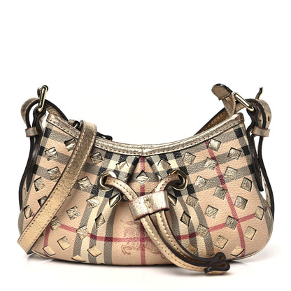 Burberry Haymarket Check Perforated Crossbody Gold 1 of 13