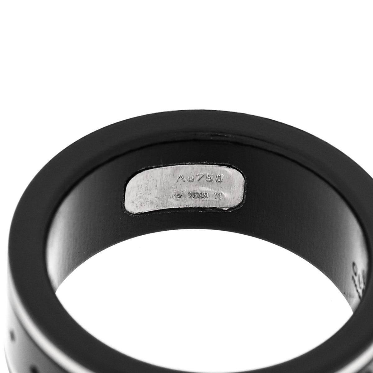 Black Synthetic Corundum 18K White Gold 7mm Icon Band Ring 49 4.75