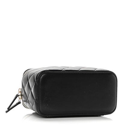 Chanel Lambskin Quilted Small Pearl Crush Vanity Case With Chain Black 4 of 12