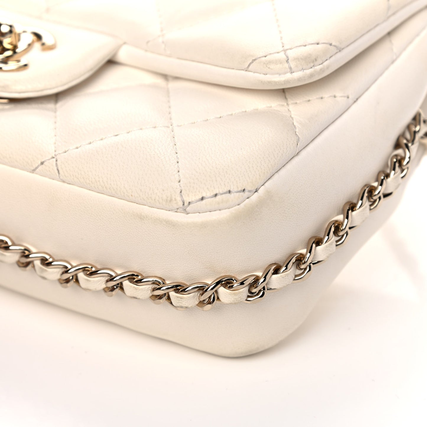 Lambskin Quilted Mini My Precious Flap White