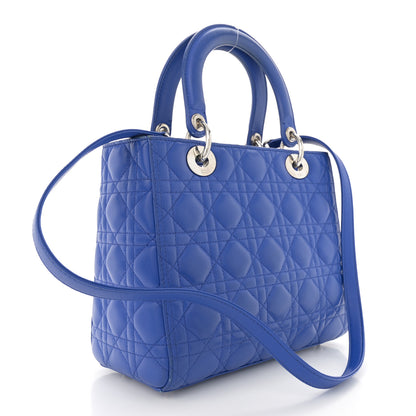 Christian Dior Lambskin Cannage Medium Lady Dior Blue Persan 3 of 13