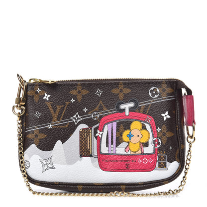 Louis Vuitton Monogram 2019 Christmas Animation Mini Courchevel Pochette Accessories Fuchsia 1 of 8