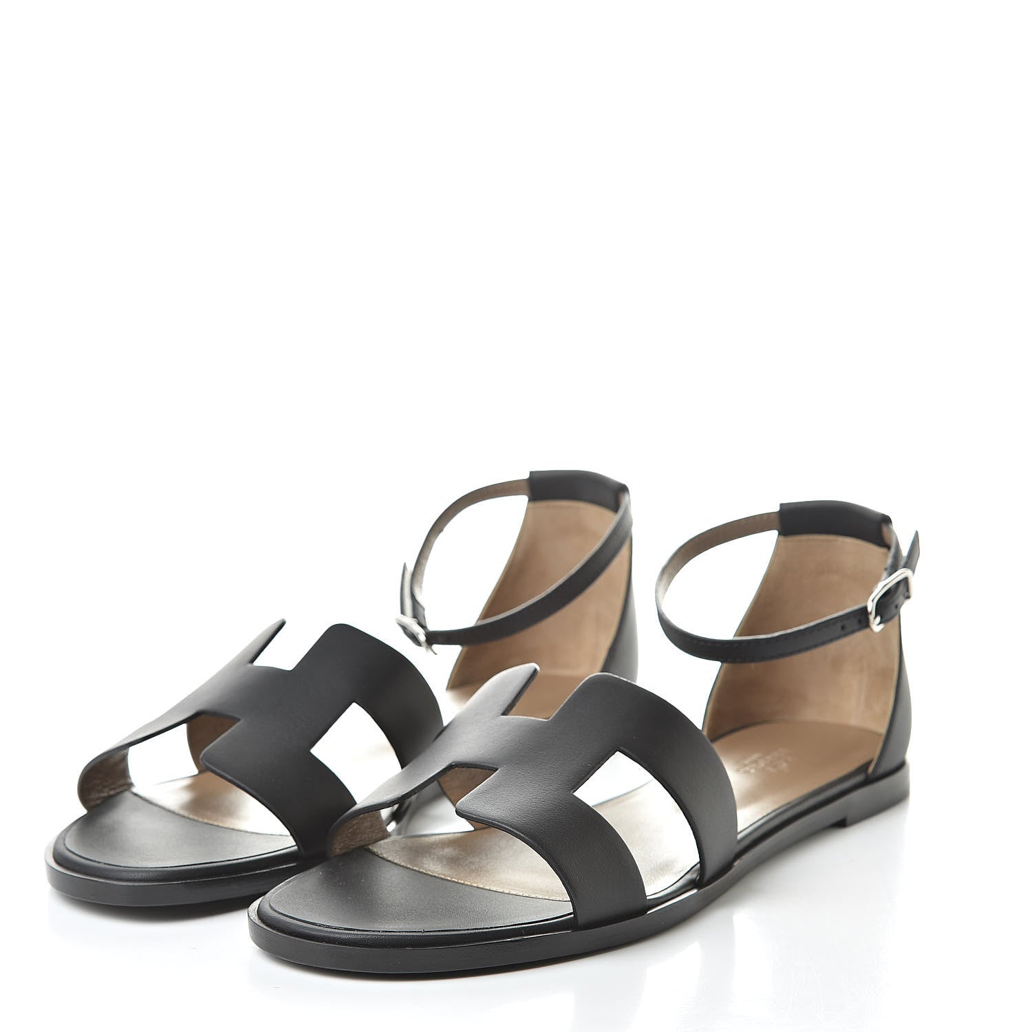 Hermes Calfskin Santorini Sandals 41 Black 3 of 8