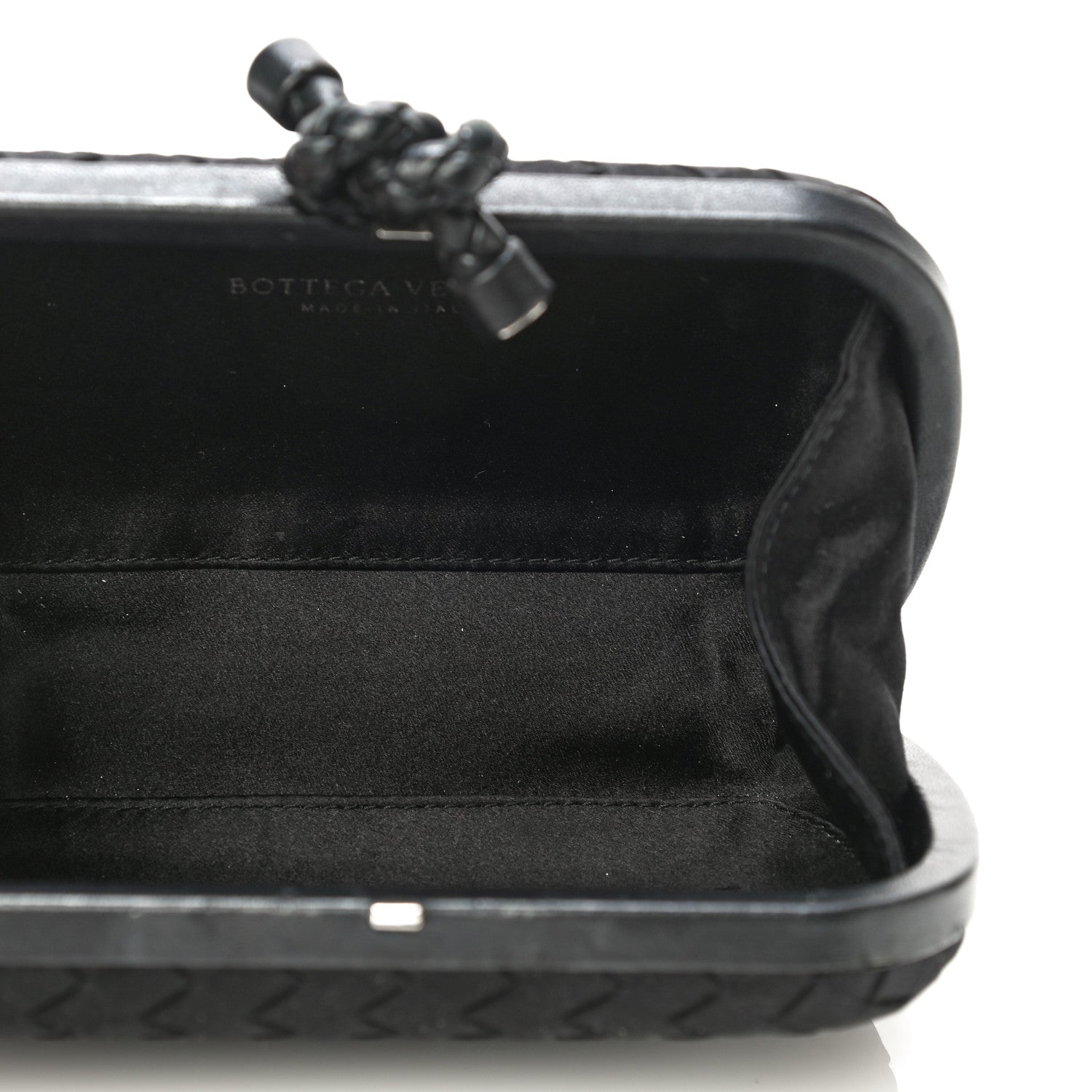 Bottega Veneta Satin Intreccio Impero Knot Clutch Black 5 of 9
