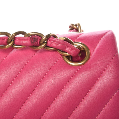 Chanel Lambskin Chevron Quilted Jumbo Double Flap Pink 9 of 17