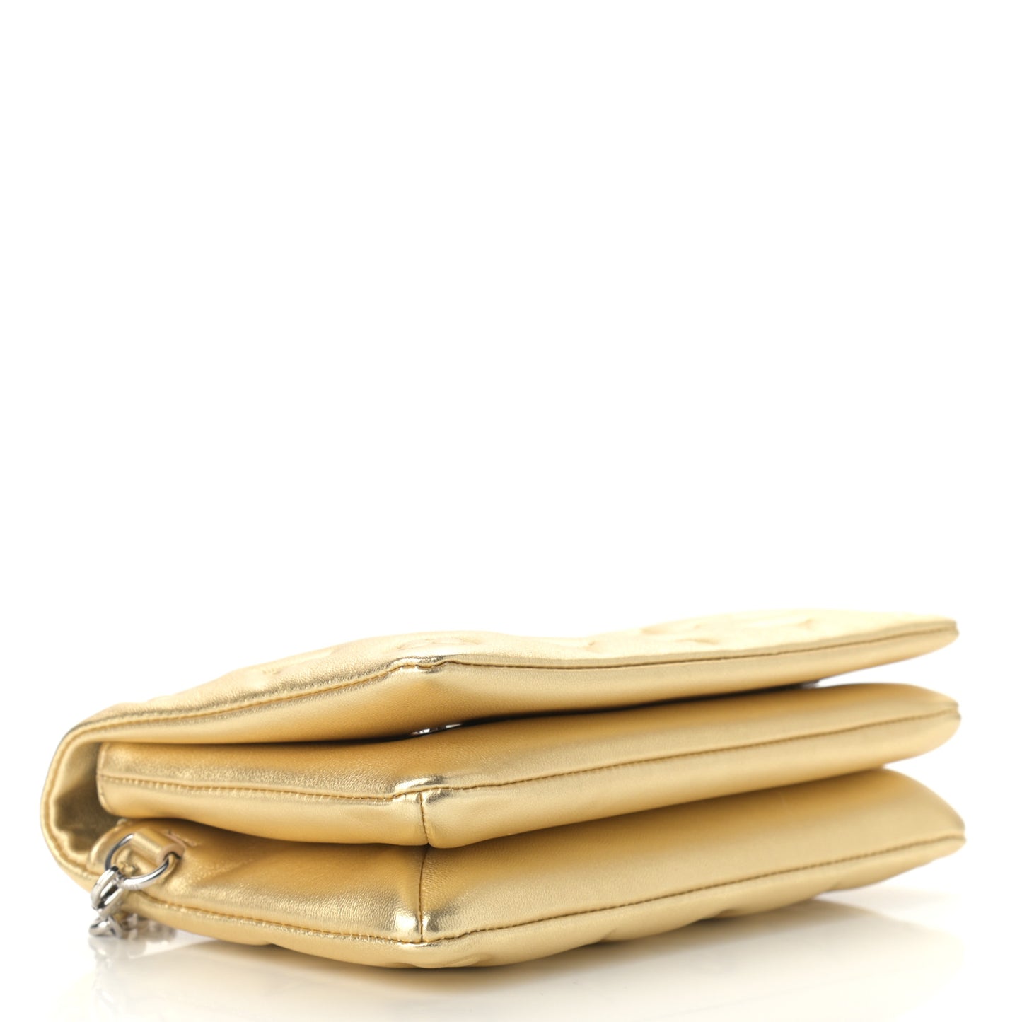 Metallic Lambskin Embossed Monogram Pochette Coussin Gold
