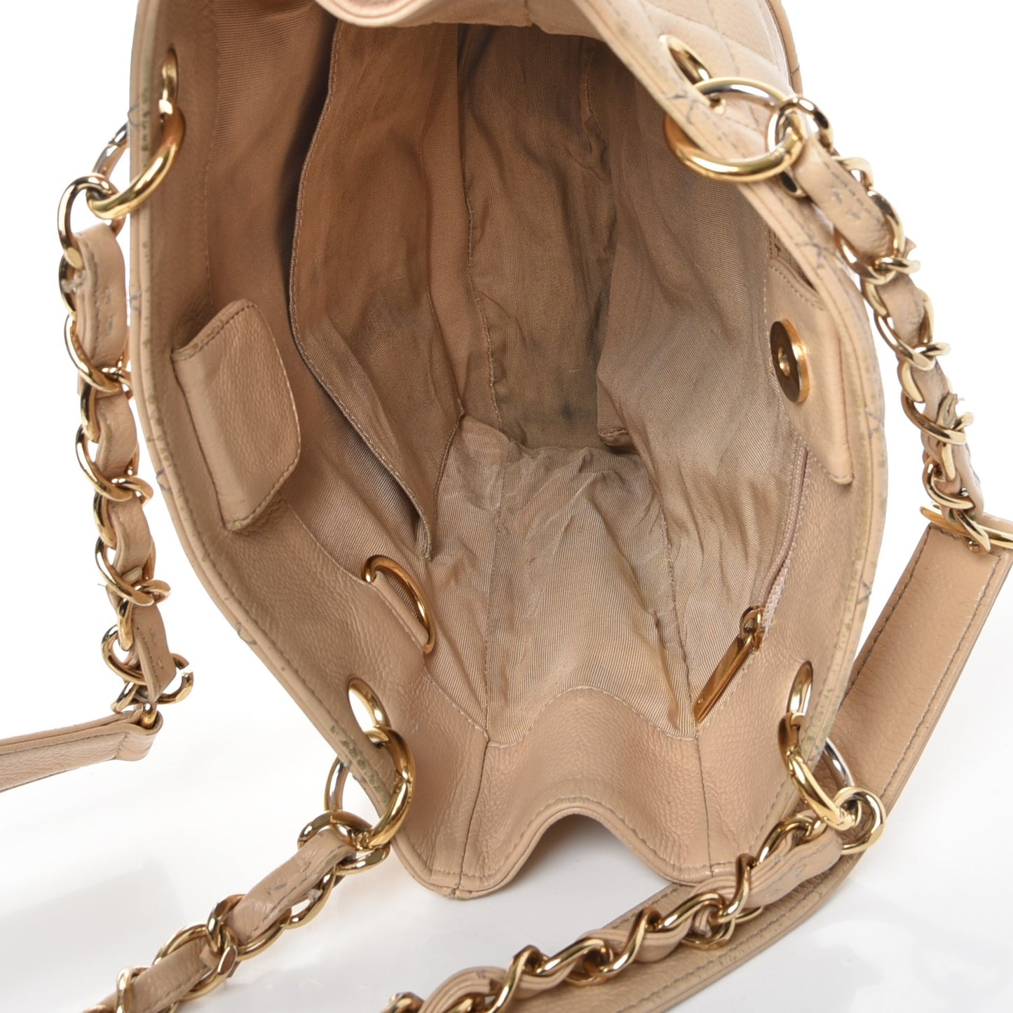 Caviar Quilted Petit Shopping Tote PST Beige Clair