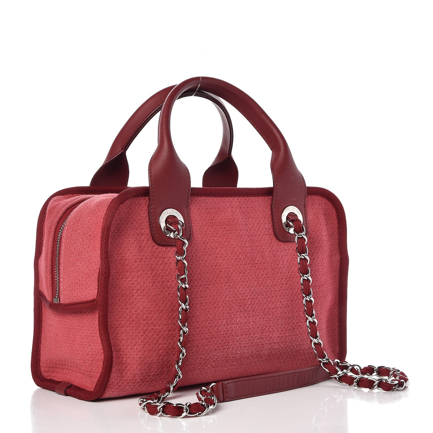 Chanel Canvas Deauville Small Bowling Bag Dark Pink 4 of 10