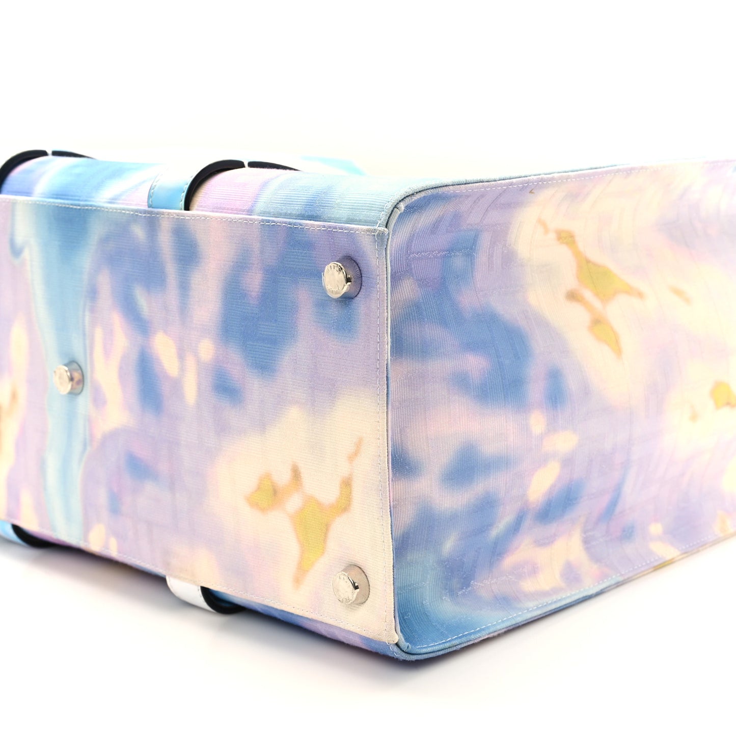 Fabric Jacquard FF Tie Dye Sunset Large Shopping Tote  Light Blue Black