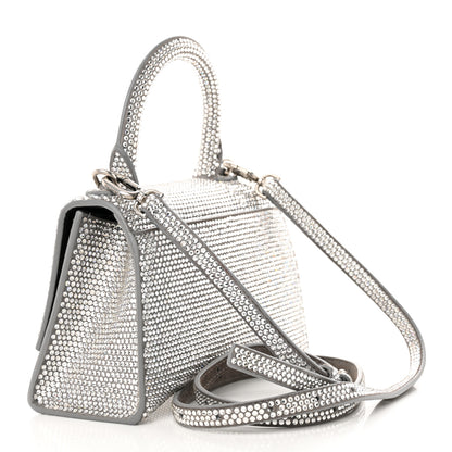 Balenciaga Strass Suede Hourglass Top Handle Bag XS Smoke Grey Crystal 3 of 14