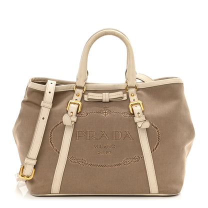 Prada Jacquard Logo Tote Corda Talco 1 of 15