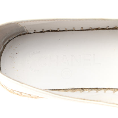 Chanel Patent Calfskin Crystal CC Espadrilles 39 White Black 8 of 10