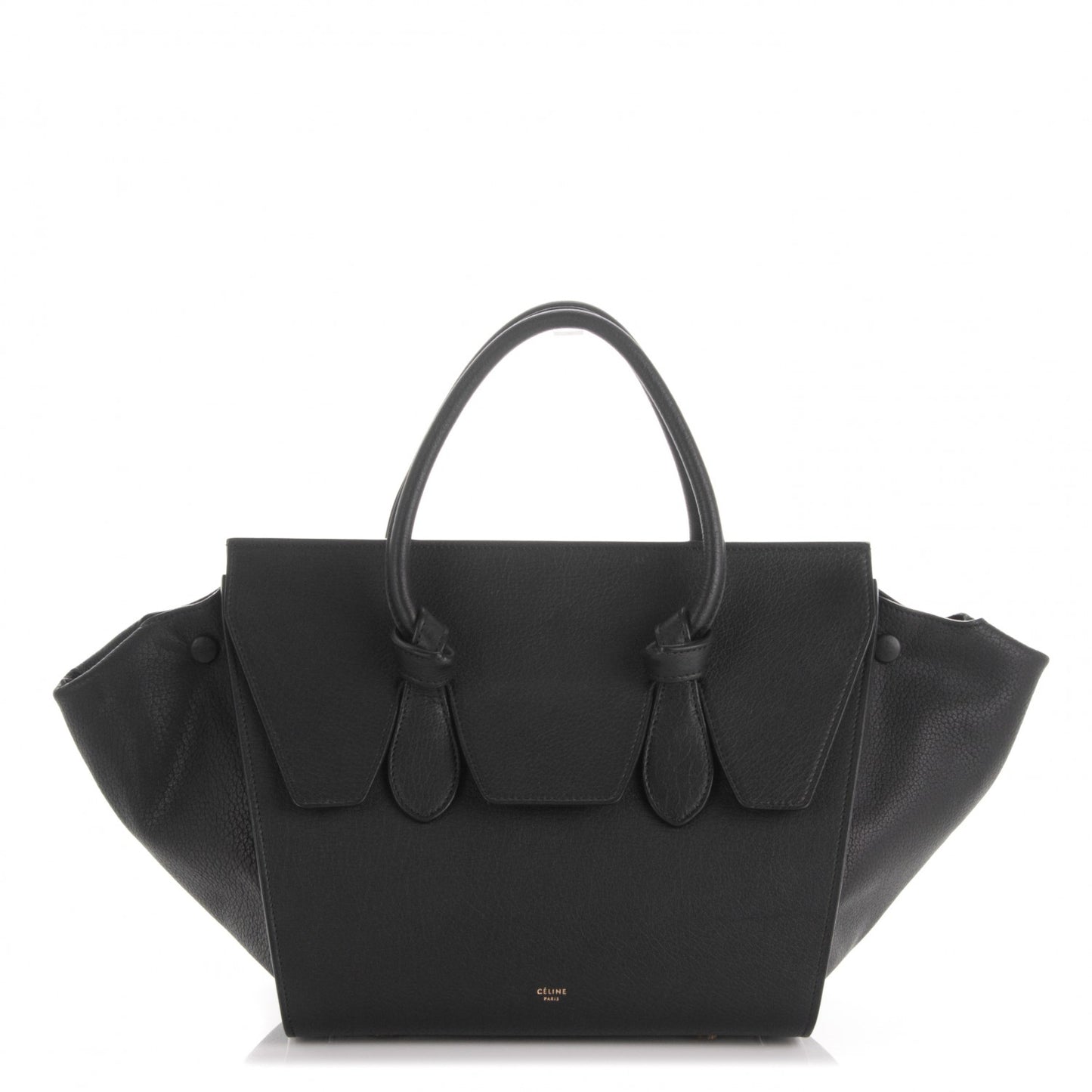 Crisped Calfskin Mini Tie Knot Tote Black