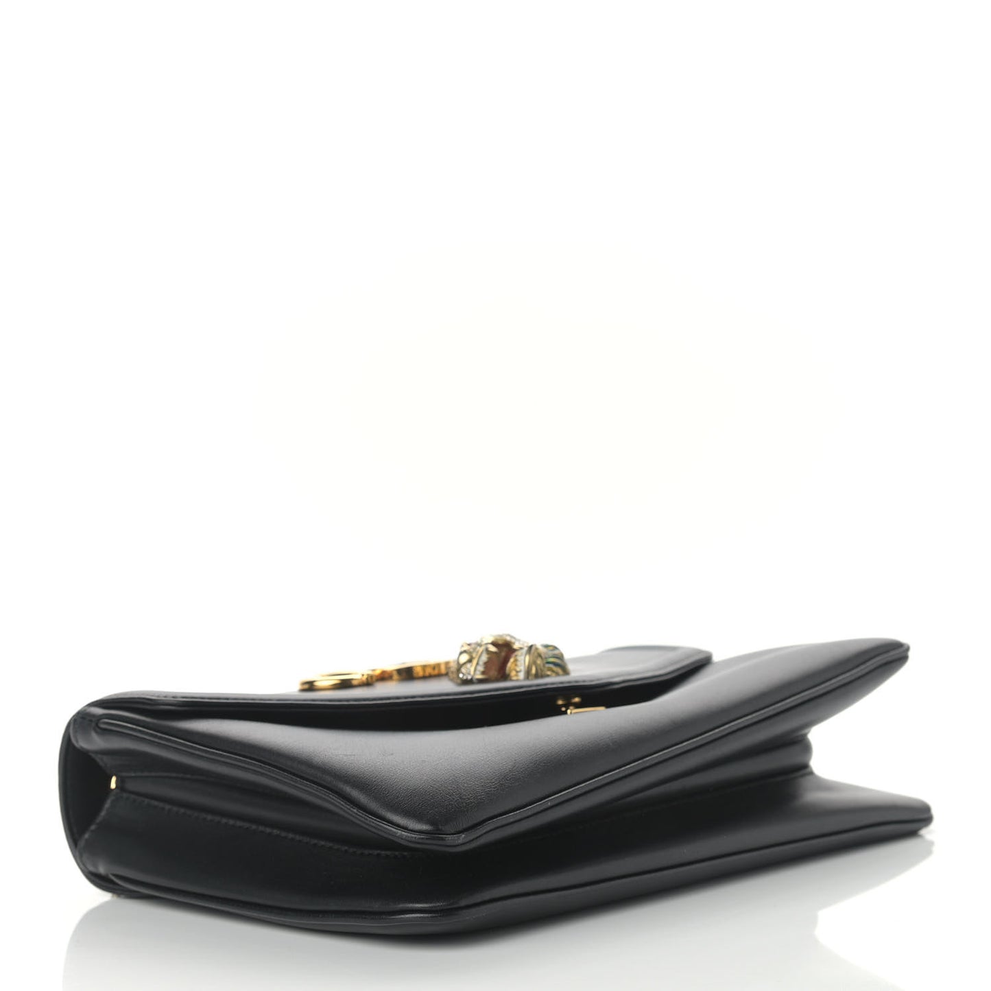 Vitello Palmellato Lux Crystal Medium Rajah Shoulder Bag Black