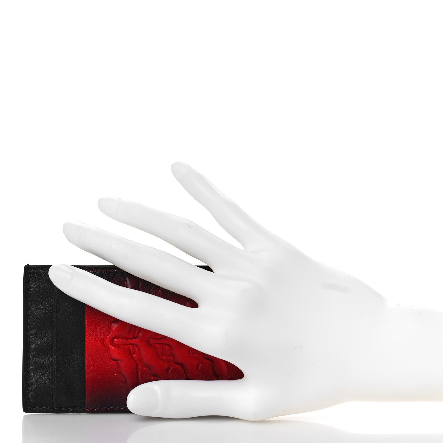 Alexander McQueen Calfskin Rib Cage Card Holder Black Red 2 of 9