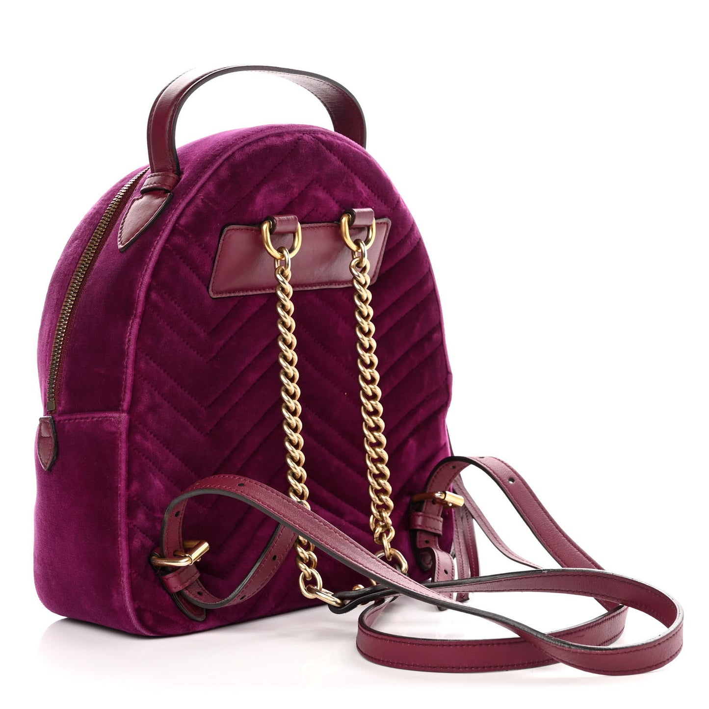 Velvet Matelasse GG Marmont Dome Backpack Fuchsia Violet Cyclamen
