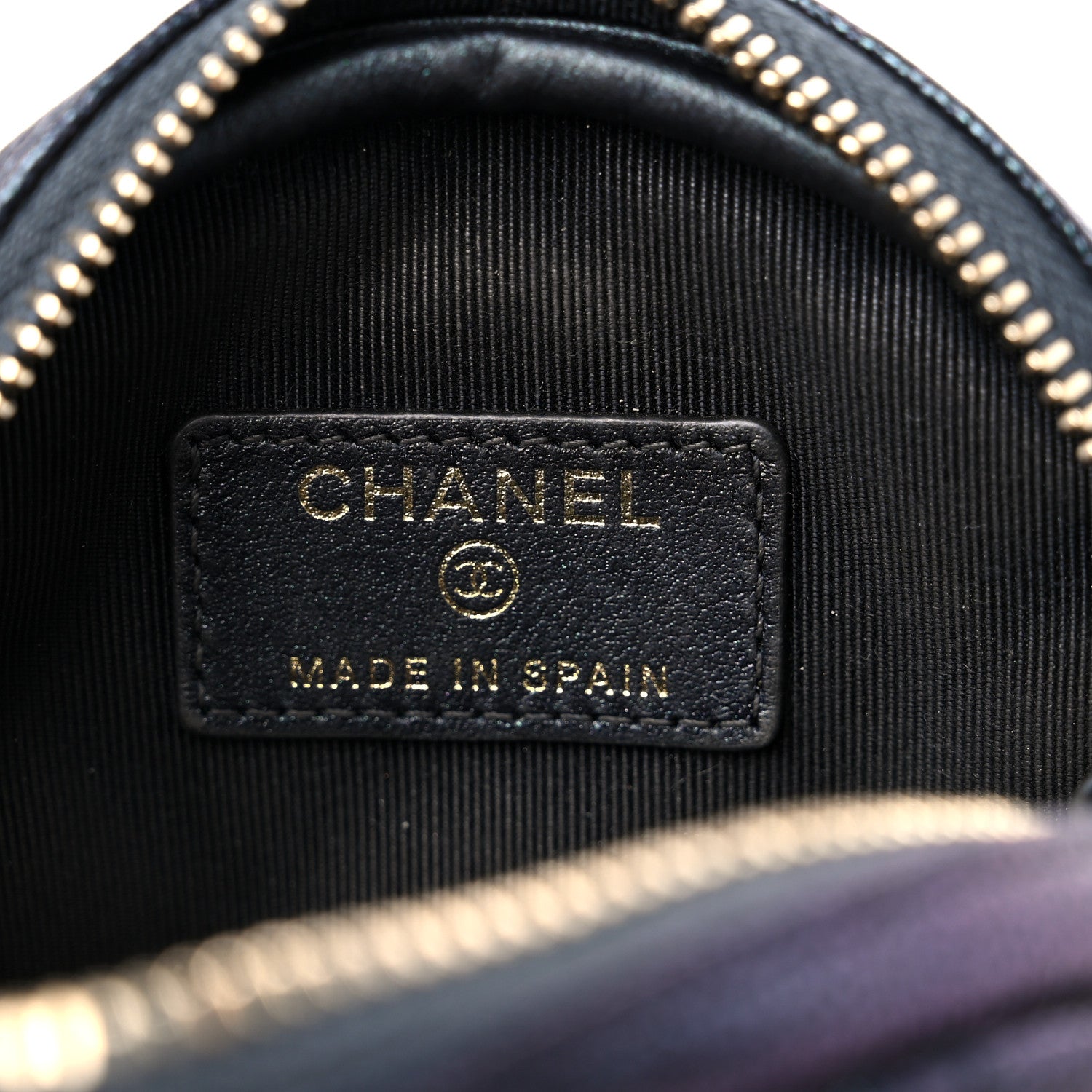 Chanel Iridescent Caviar Quilted Zip Around Classic Coin Purse Black 6 of 9