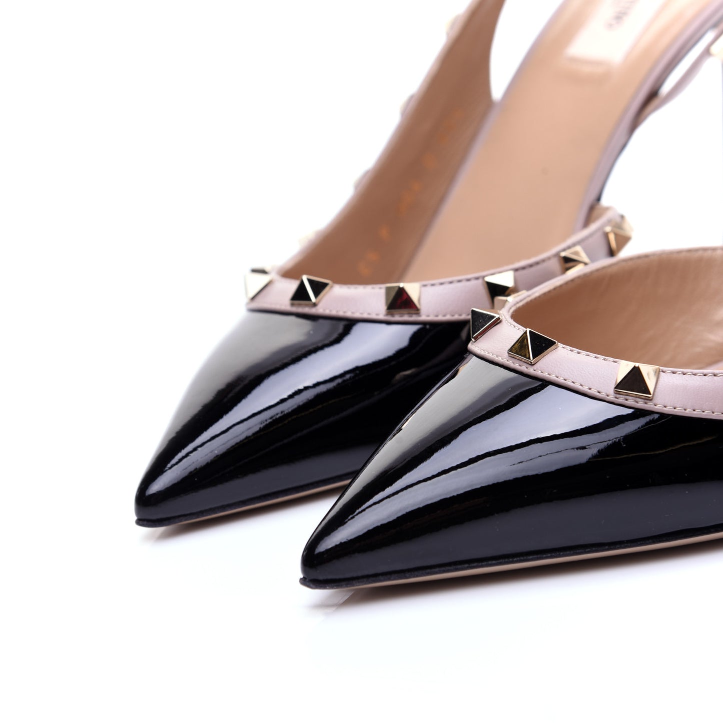 Patent Rockstud Half D'Orsay Slingback 85mm Pumps 40.5 Black Poudre