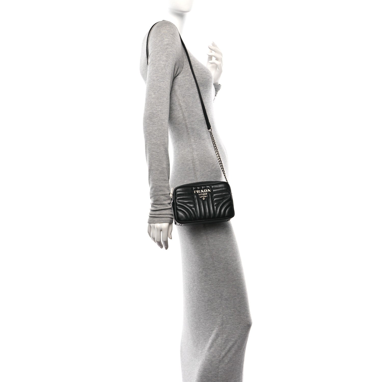 Prada Soft Calfskin Diagramme Camera Bag Black 2 of 10