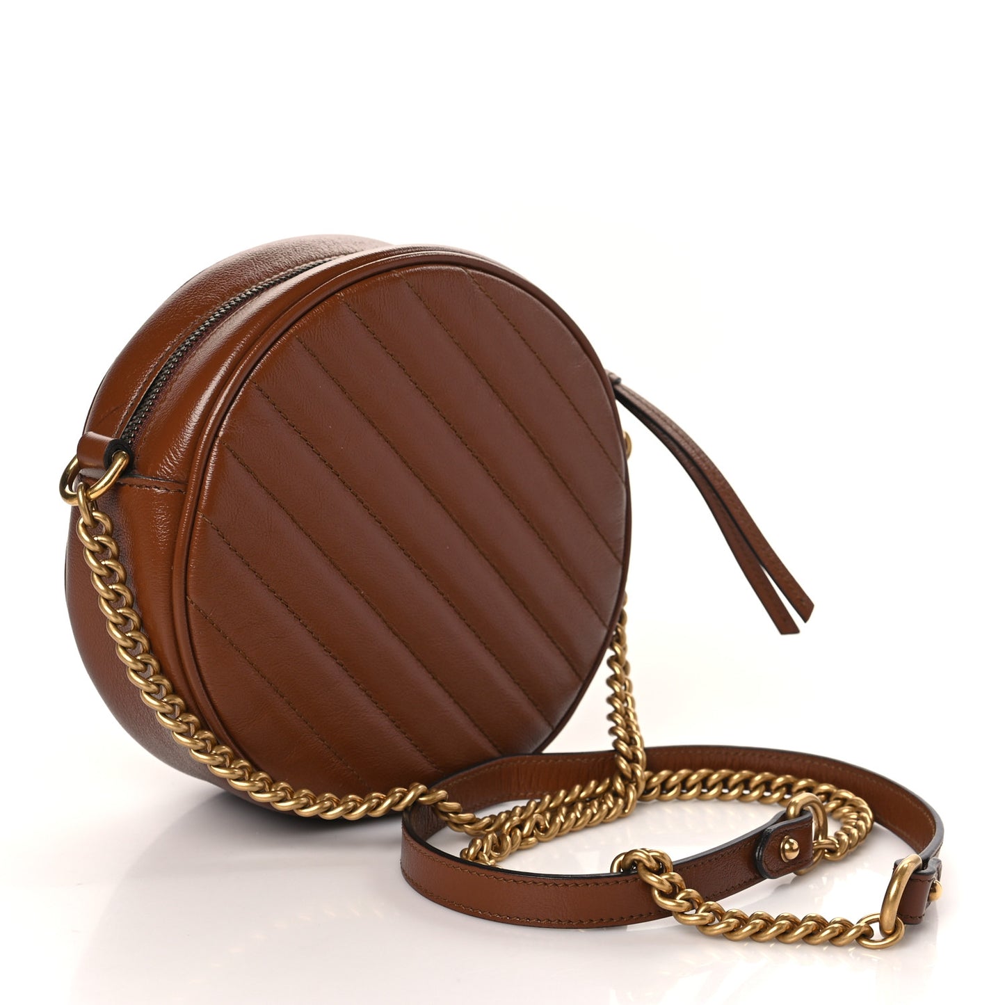 Azalea Calfskin Matelasse Diagonal Mini GG Marmont Round Shoulder Bag Cuir