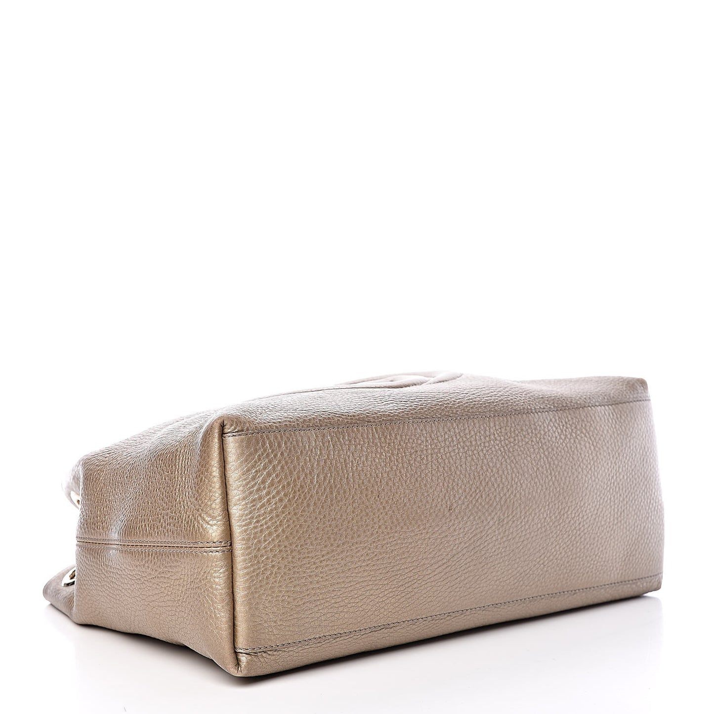 Metallic Pebbled Calfskin Medium Soho Chain Shoulder Bag Golden Beige