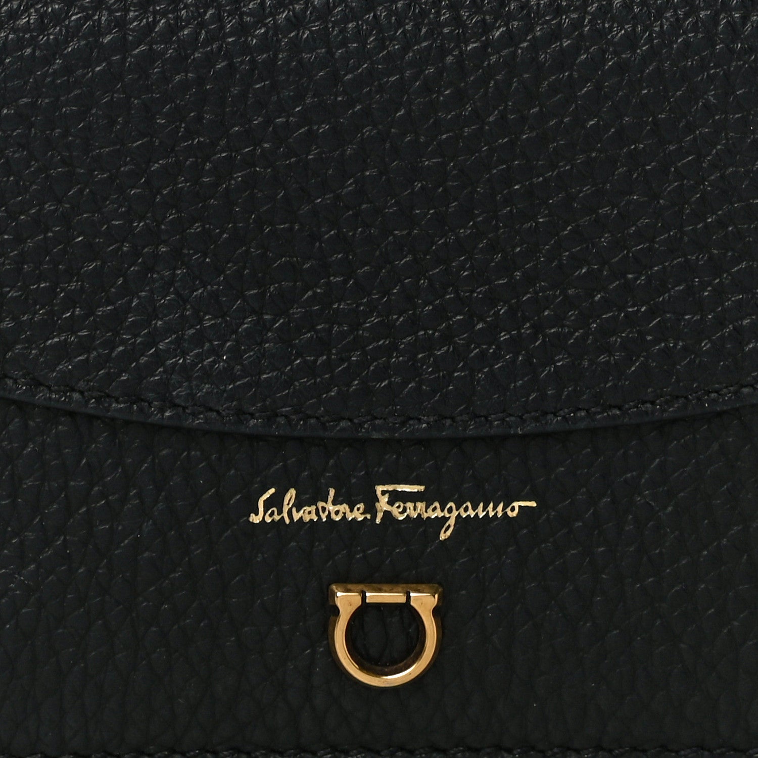 Salvatore Ferragamo Grained Calfskin Gancini Wallet Black 8 of 10