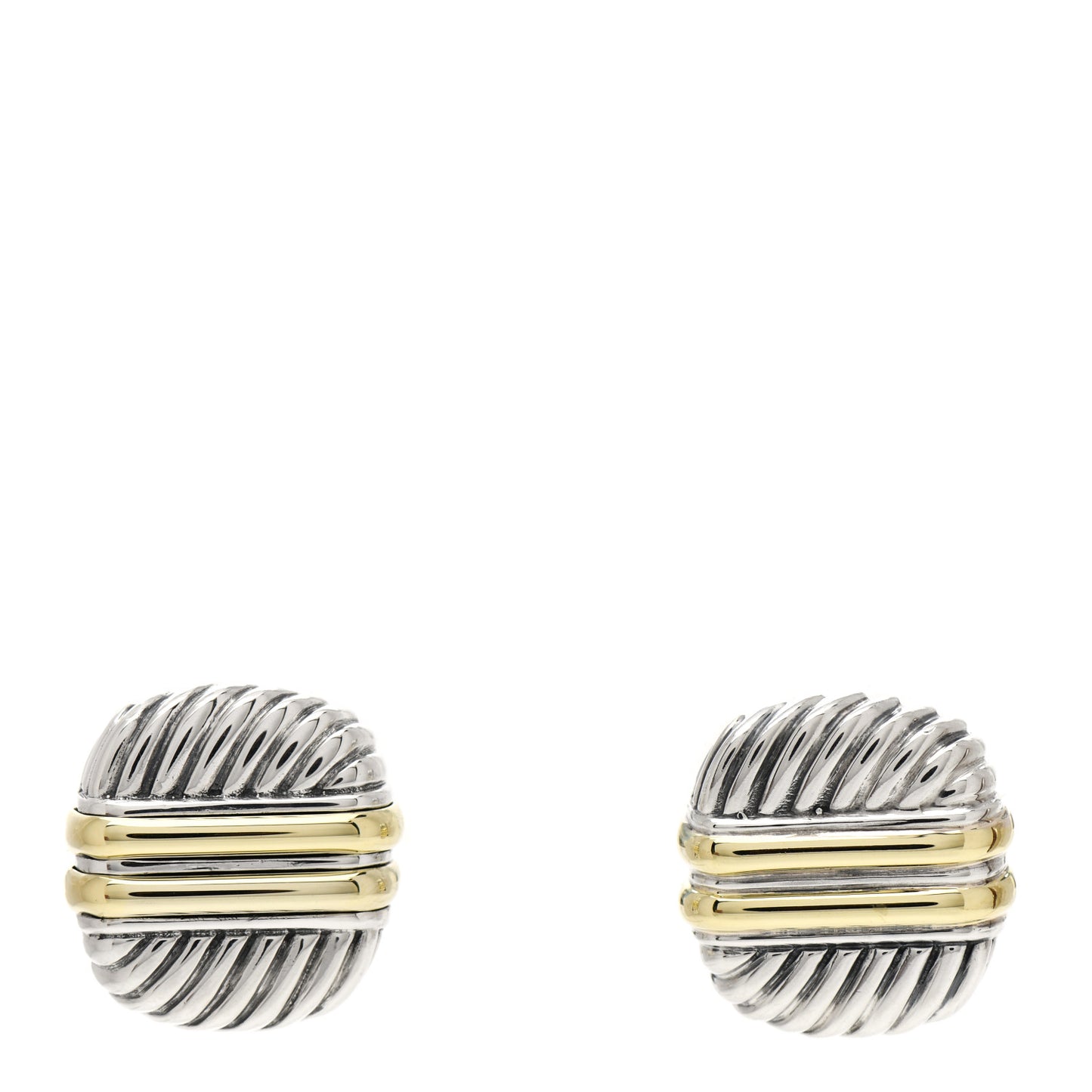 Sterling Silver 14K Yellow Gold Square Cable Earrings