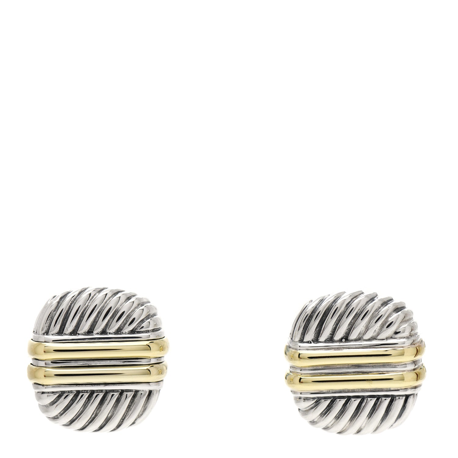 David Yurman Sterling Silver 14K Yellow Gold Square Cable Earrings 1 of 4