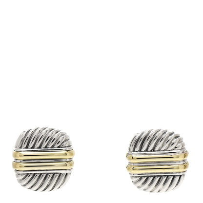 David Yurman Sterling Silver 14K Yellow Gold Square Cable Earrings 1 of 4