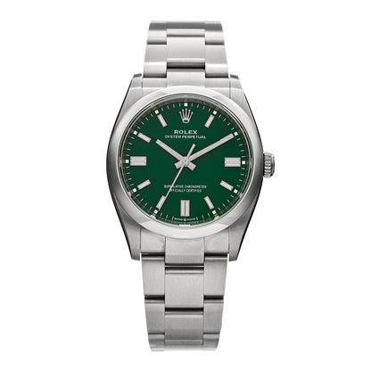 Rolex Stainless Steel 36mm Oyster Perpetual Watch Green 126000 1 of 5