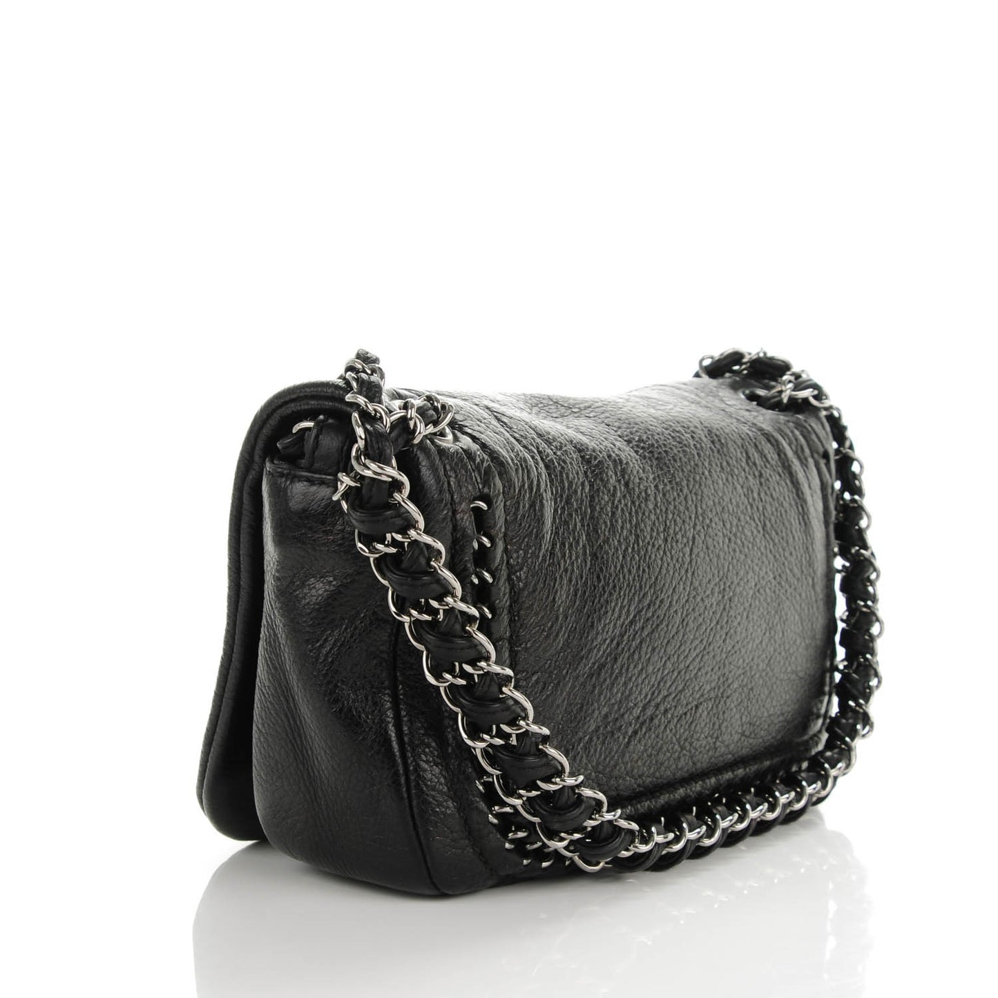 Deerskin Small Luxe Ligne Flap Black