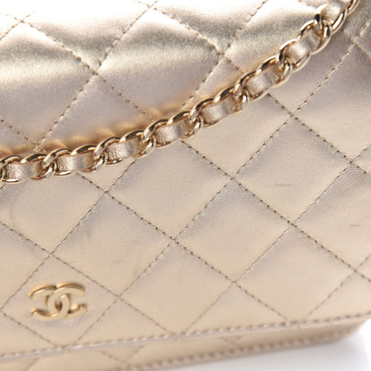 Chanel Lambskin Quilted Wallet On Chain WOC Light Gold 19 of 19