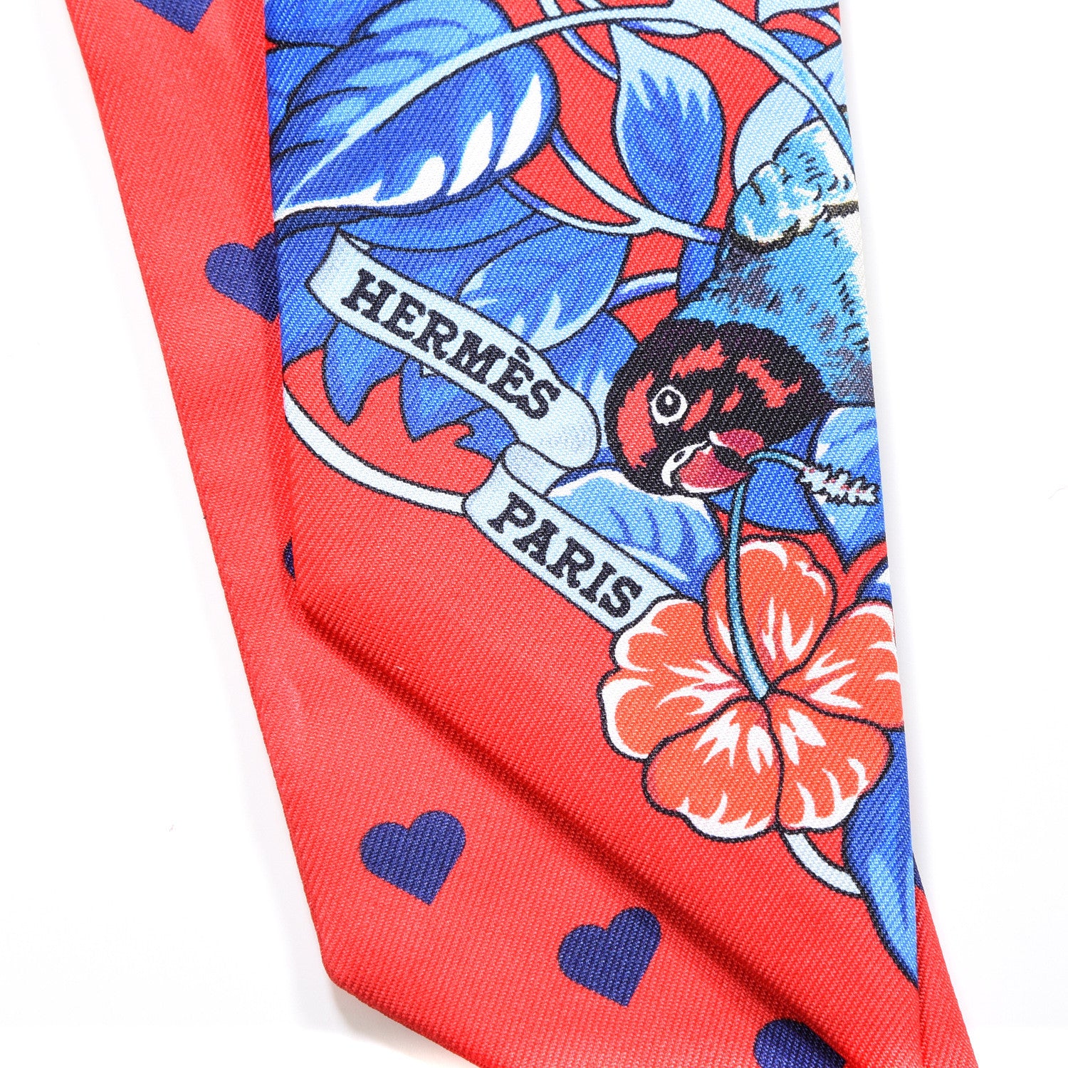Hermes Silk Jungle Love Love Twilly Rouge Marine Fauve 2 of 4