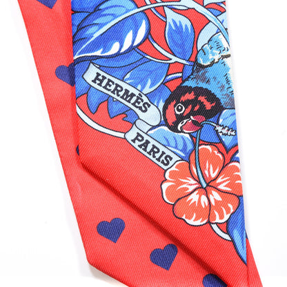Hermes Silk Jungle Love Love Twilly Rouge Marine Fauve 2 of 4