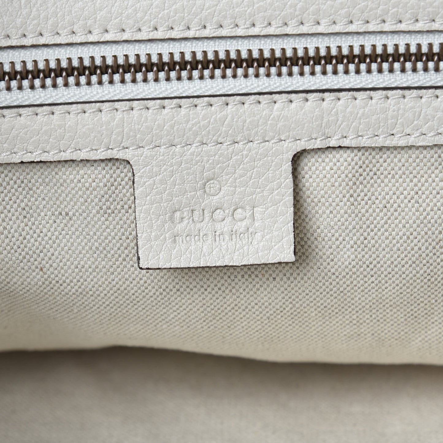 Grained Calfskin Logo Half Moon Hobo White