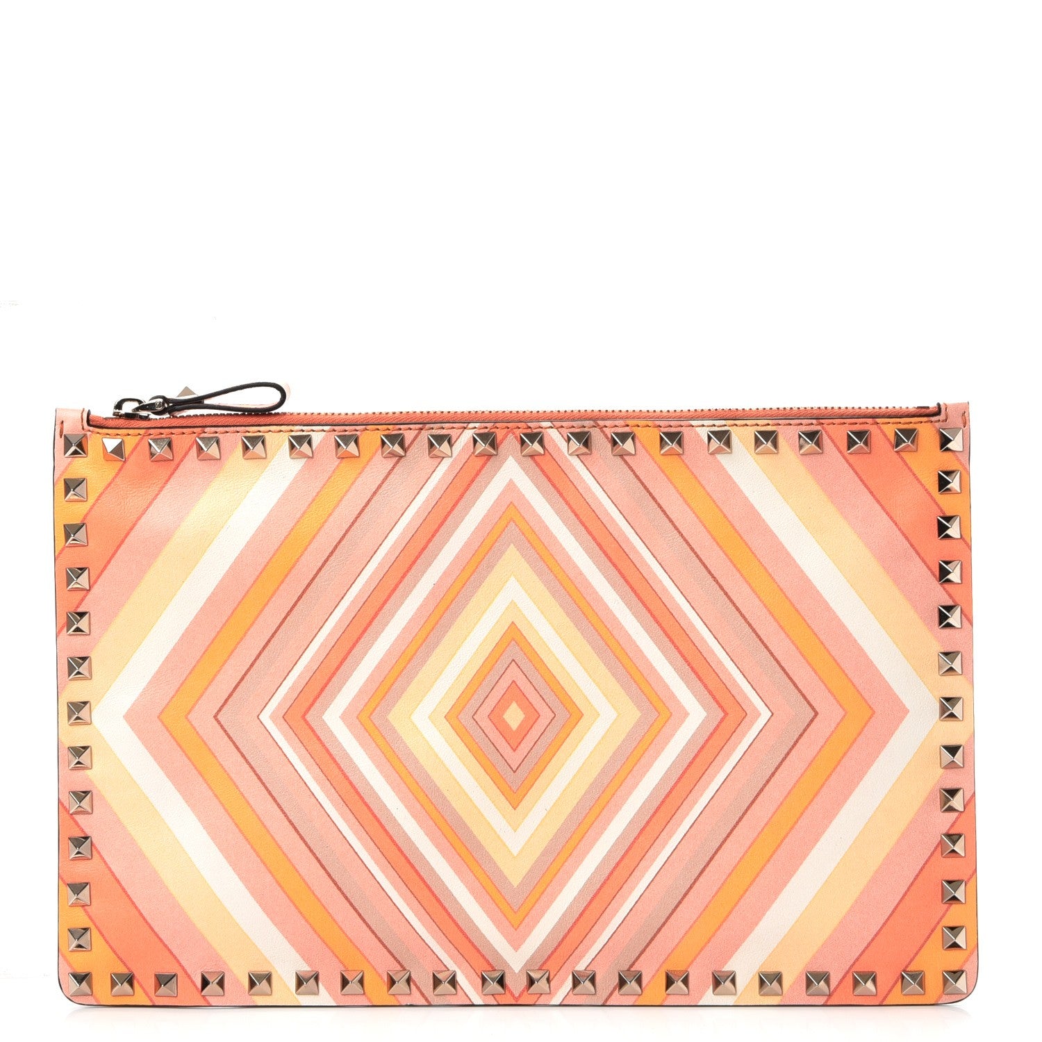 Valentino Garavani Nappa Native Couture 1975 Rockstud Zip Pouch Mandarin Sorbet 1 of 7