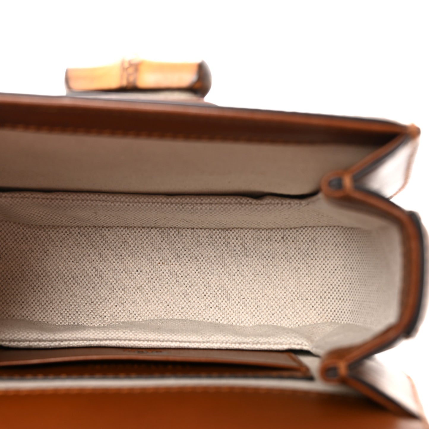 New Canvas Charisma Calfskin Crystal GG Monogram Small Bamboo 1947 Top Handle Bag Camel Ebony