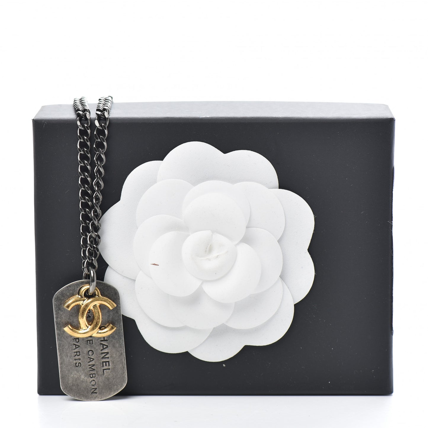 Ruthenium ID Dog Tag Charm Necklace Silver Gold