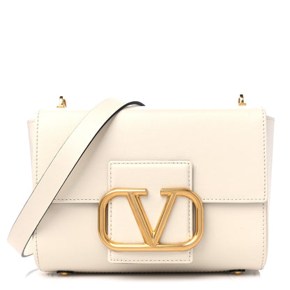 Valentino Garavani Grainy Calfskin VLogo Stud Sign Shoulder Bag Light Ivory 1 of 10