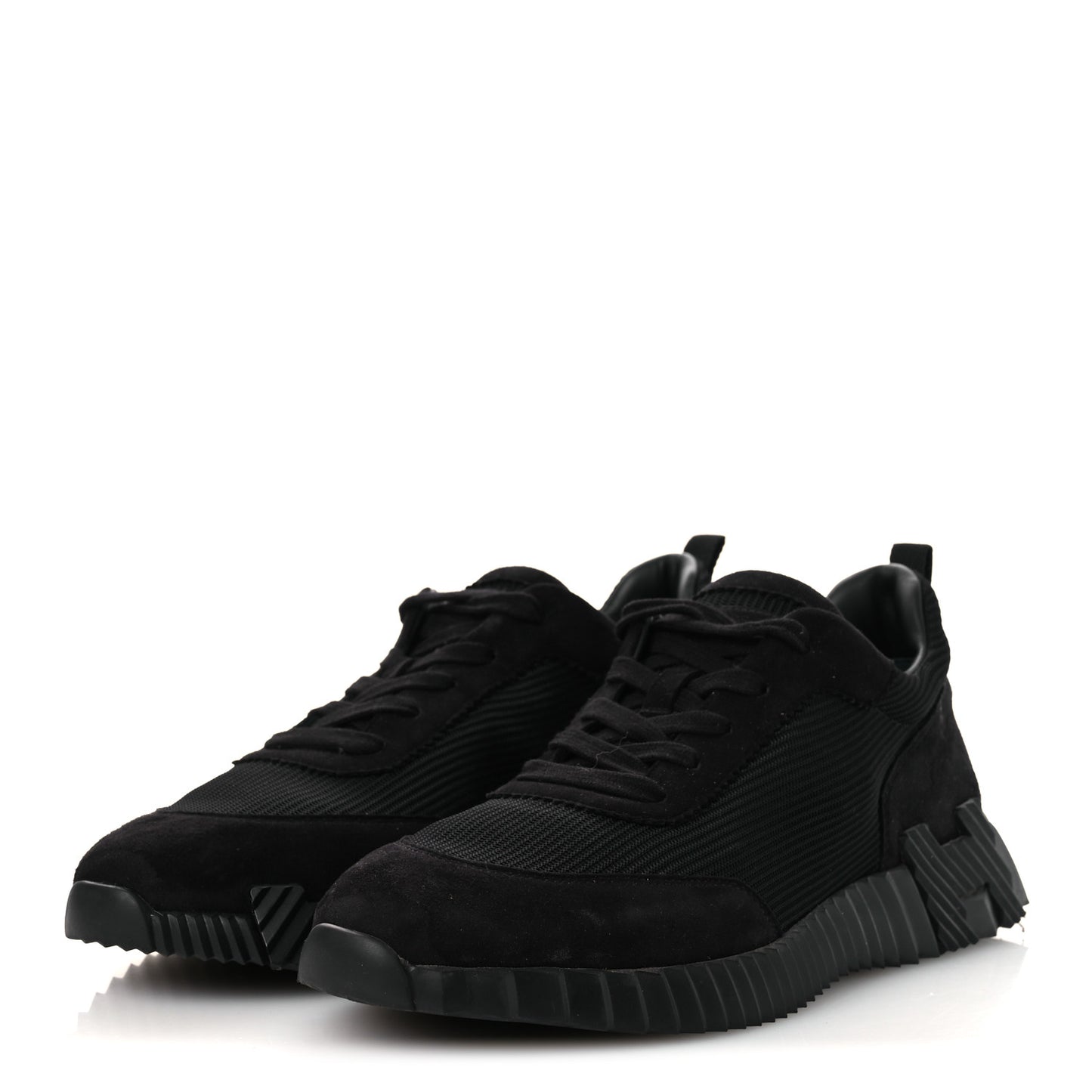 Technical Mesh Suede Goatskin Bouncing Sneakers 43 Black
