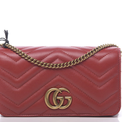 Gucci Calfskin Matelasse GG Marmont Mini Bag Hibiscus Red 9 of 10